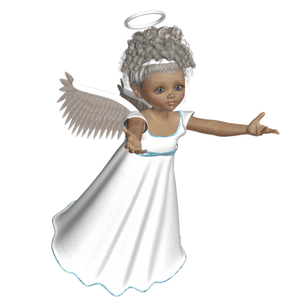 Cute 3D Angel with White Dress PNG Picture
